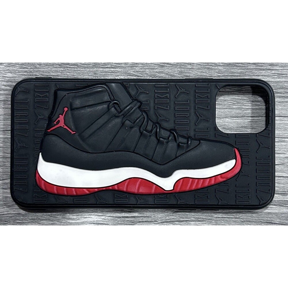 3D Jordan 11 Style Sneaker iPhone 11 Pro Max Case Black And Red Jumpman Logo